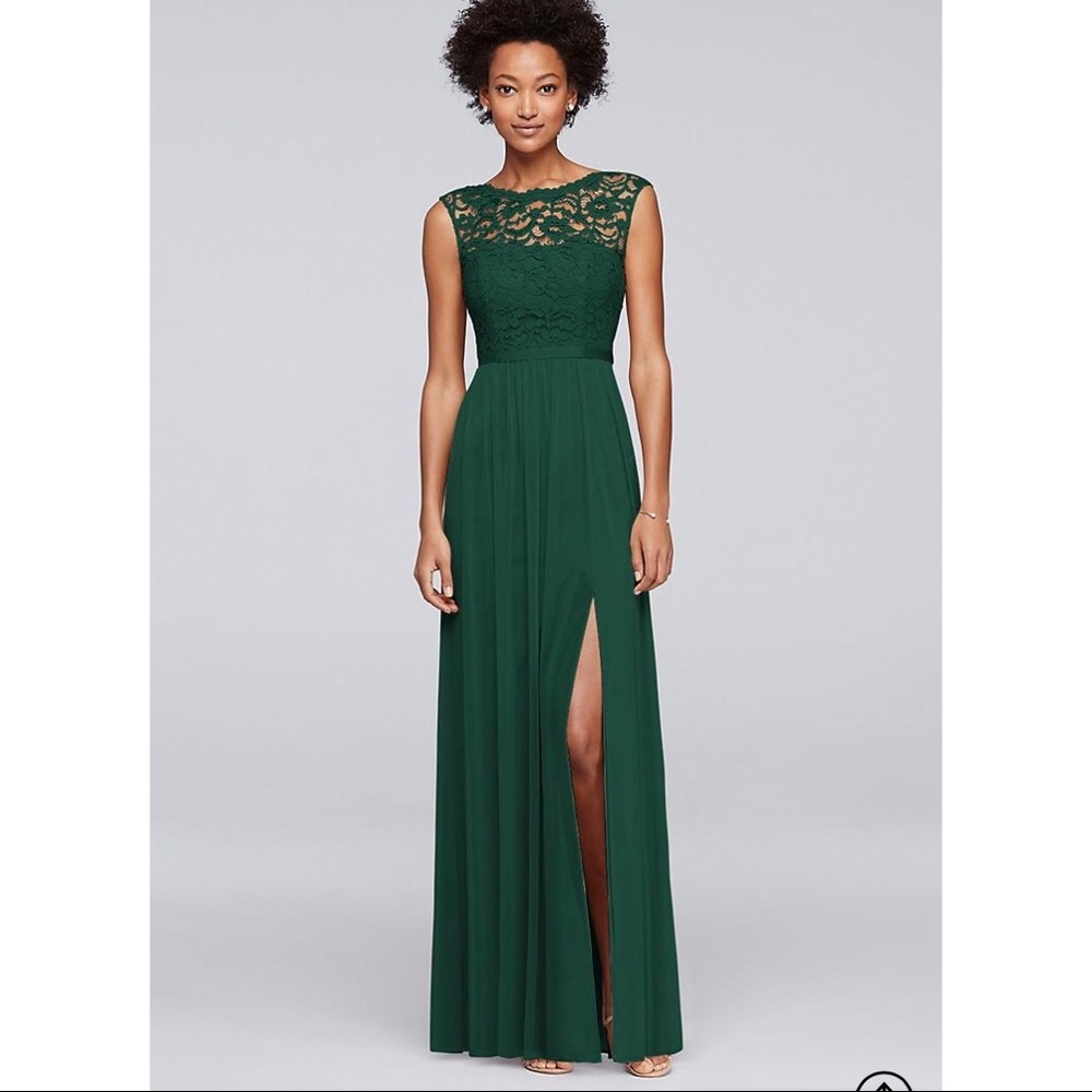 Long Bridesmaid Dress with Lace Bodice